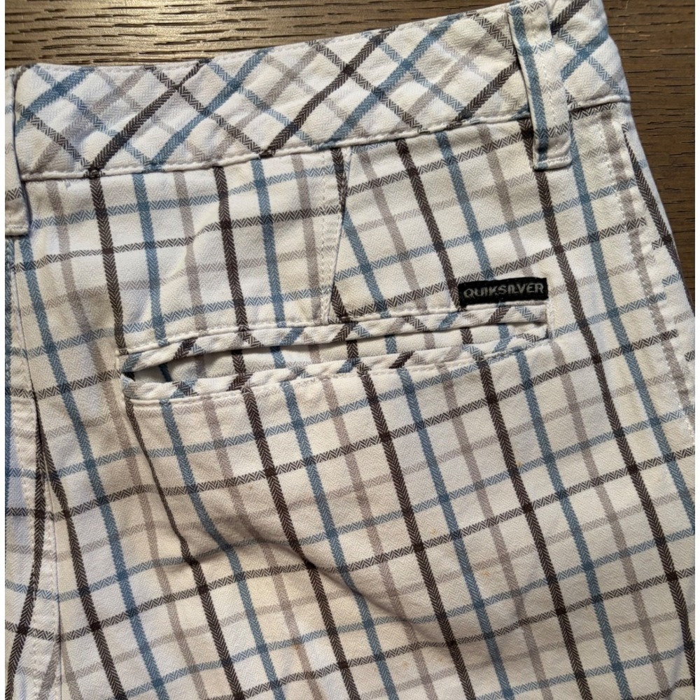 Quiksilver Mens Plaid Chino Shorts Size 29 White Blue N204962 Cotton Casual - Picture 5 of 7